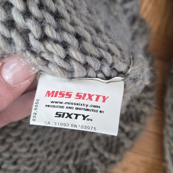 Miss Sixty Wool Alpaca Knit Turtleneck Sweater Taupe Grey Small - Picture 6 of 15